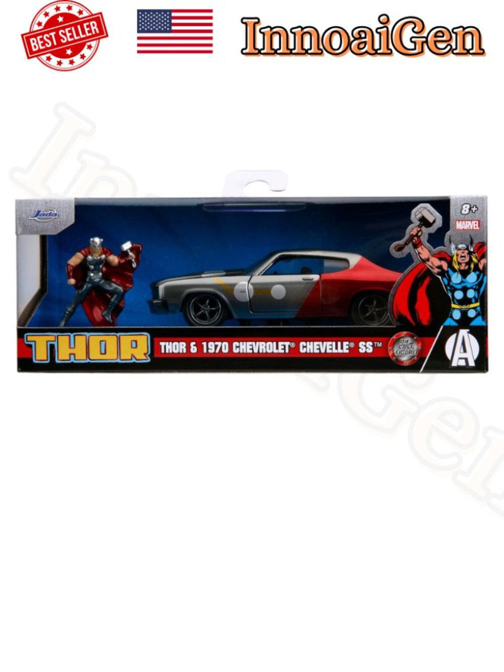 Jada Toys Marvel Thor 1970 Chevrolet Chevelle SS Die-Cast Car & Figure Set NIB